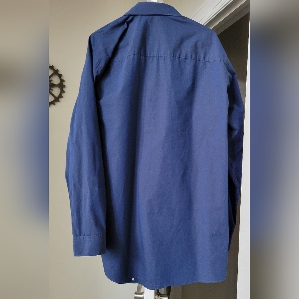Kenneth Cole Unlisted Tall Fit Button Down Long Sleeve Men Blue Shirt Size: 17.5 - Picture 2 of 7
